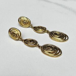 New! “Aspacia” Fingerprint Swirl Gold Drop Earrings